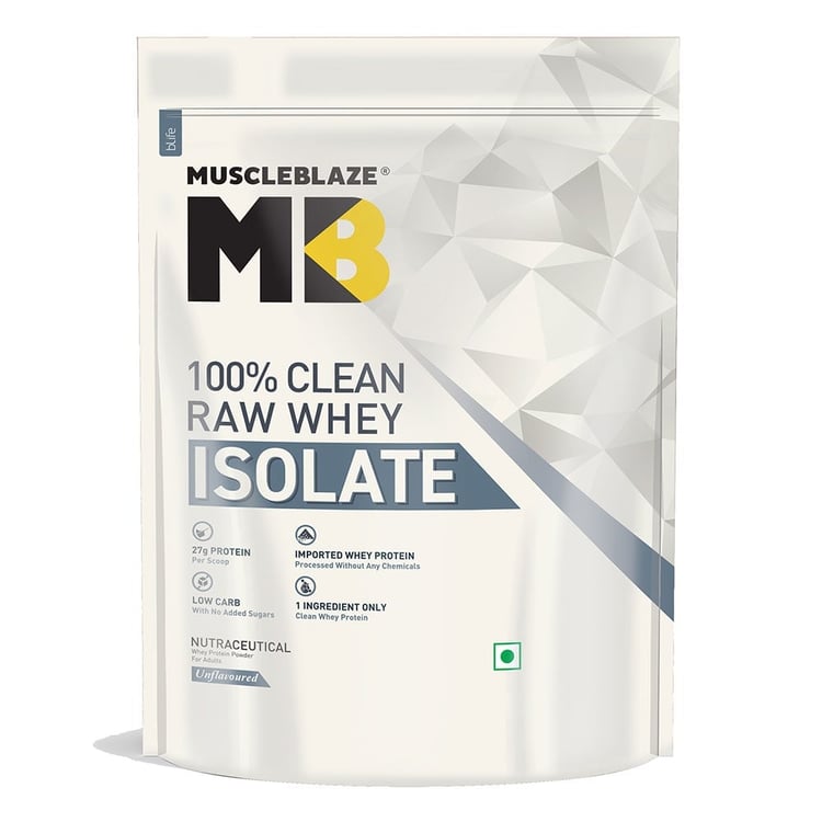 3 - MuscleBlaze Raw Whey Isolate Powder (Old MRP), 2.2 lb Unflavoured