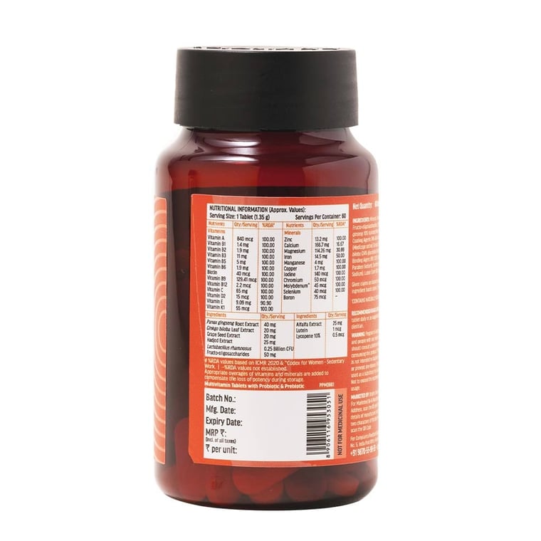 10 - HK Vitals Multivitamin with Probiotics by HealthKart,  60 tablet(s)  Unflavoured