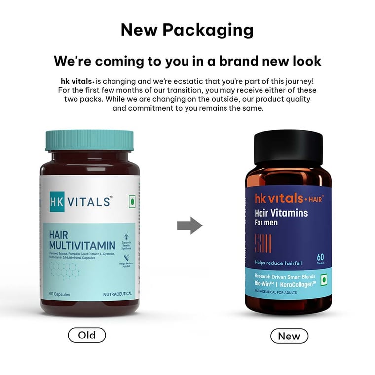 HK Vitals Hair Multivitamin,  60 capsules  Unflavoured