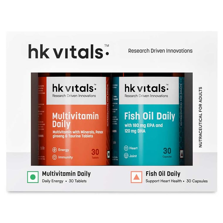 2 - HK Vitals Assorted Multivitamin - Fish Oil (30N tabs+ 30N Softgel caps),  2 Piece(s)/Pack