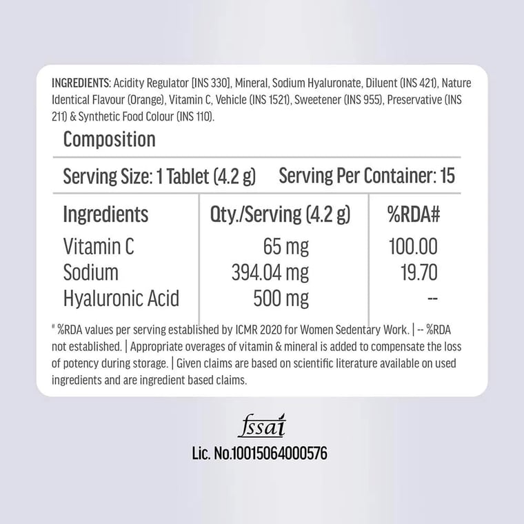 200 g Collagen and Gluathione and Hyaluronic acid effervescent 15 tabs combo